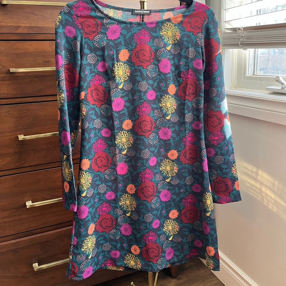American Apparel Made in USA Floral Multicolor Dress